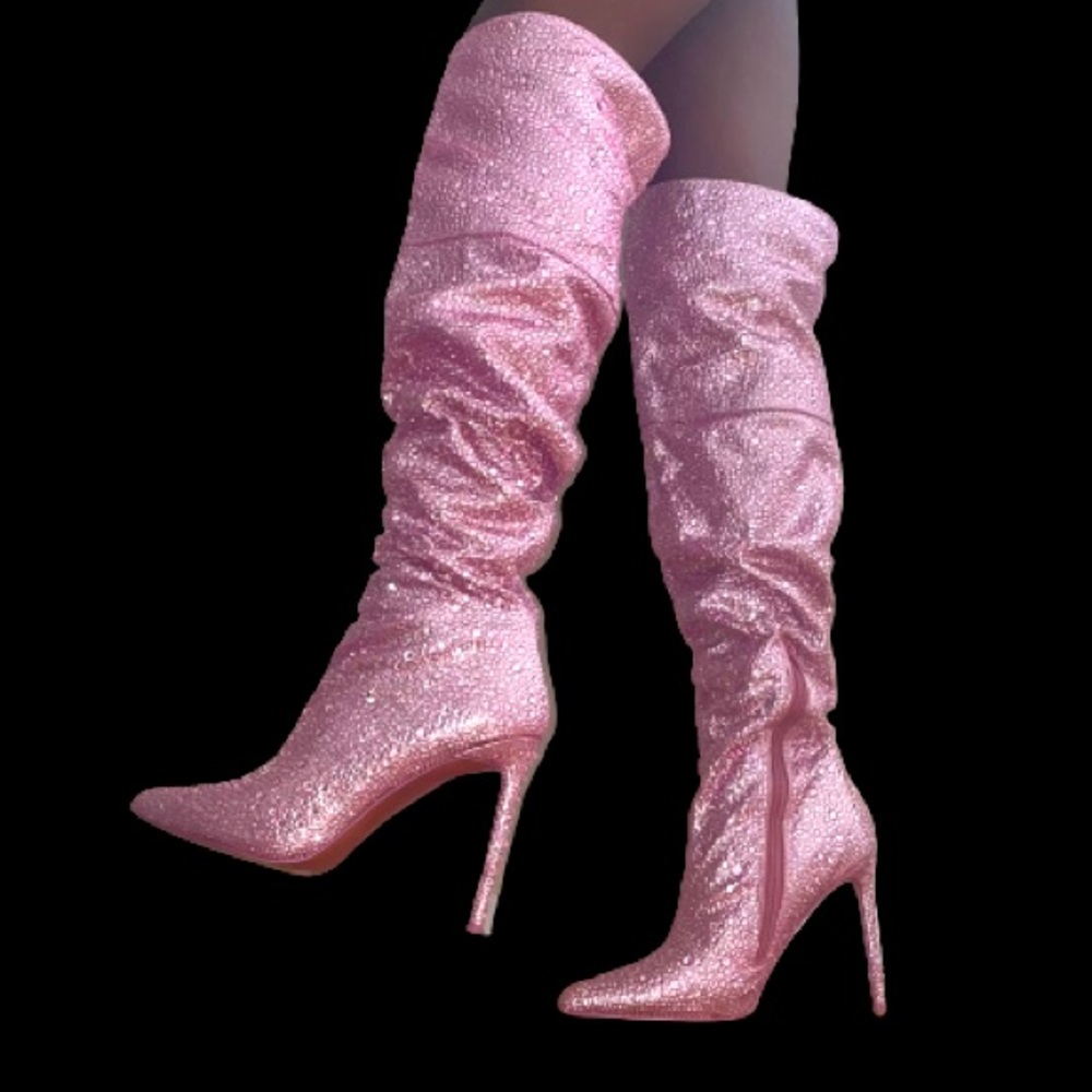 Steve Madden Pink Slouchy Sparkly VIVIANNE Boot